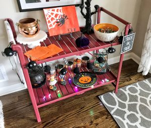 Decorating a Bar Cart for Halloween