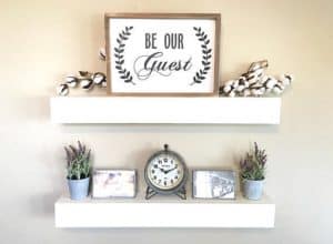 Add Shelves to the Bathroom to store decor and toiletries