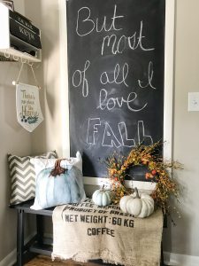 Fall Farmhouse Kitchen Inspiration #falldecor #chalkboardwall #farmhousekitchen