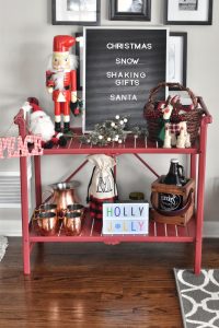 Christmas Themed Bar Cart Inspiration #barcarts #holidaydecorations #holidaybarcart #barcartideas