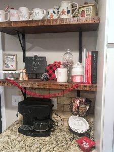 Hot Cocoa Bar Inspiration #hotchocolate #rustic #farmhouseshelves #winterdecor