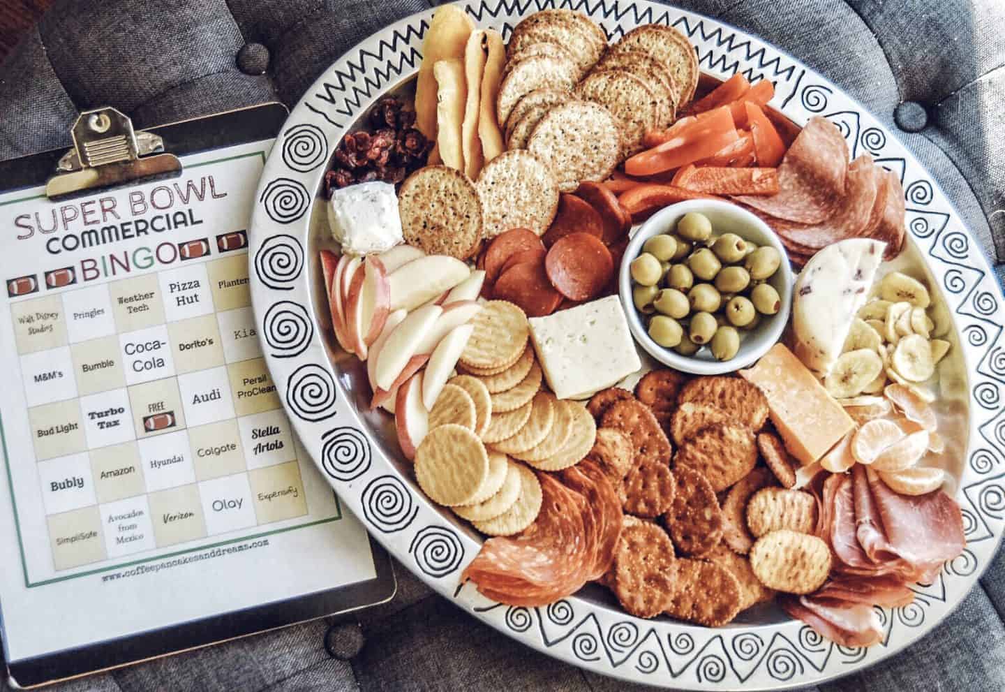 Perfect cheese board for Super Bowl party #superbowlbingo #cheeseboard #cheeseplatter
