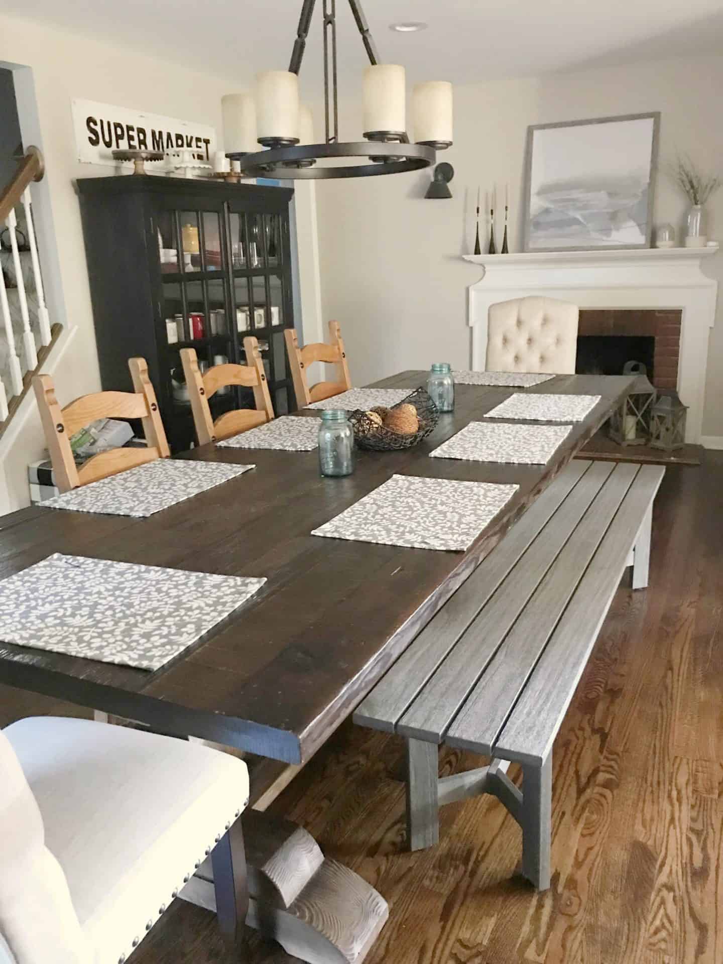 Farmhouse style dining room inspiration #bench #fixerupper #rustic