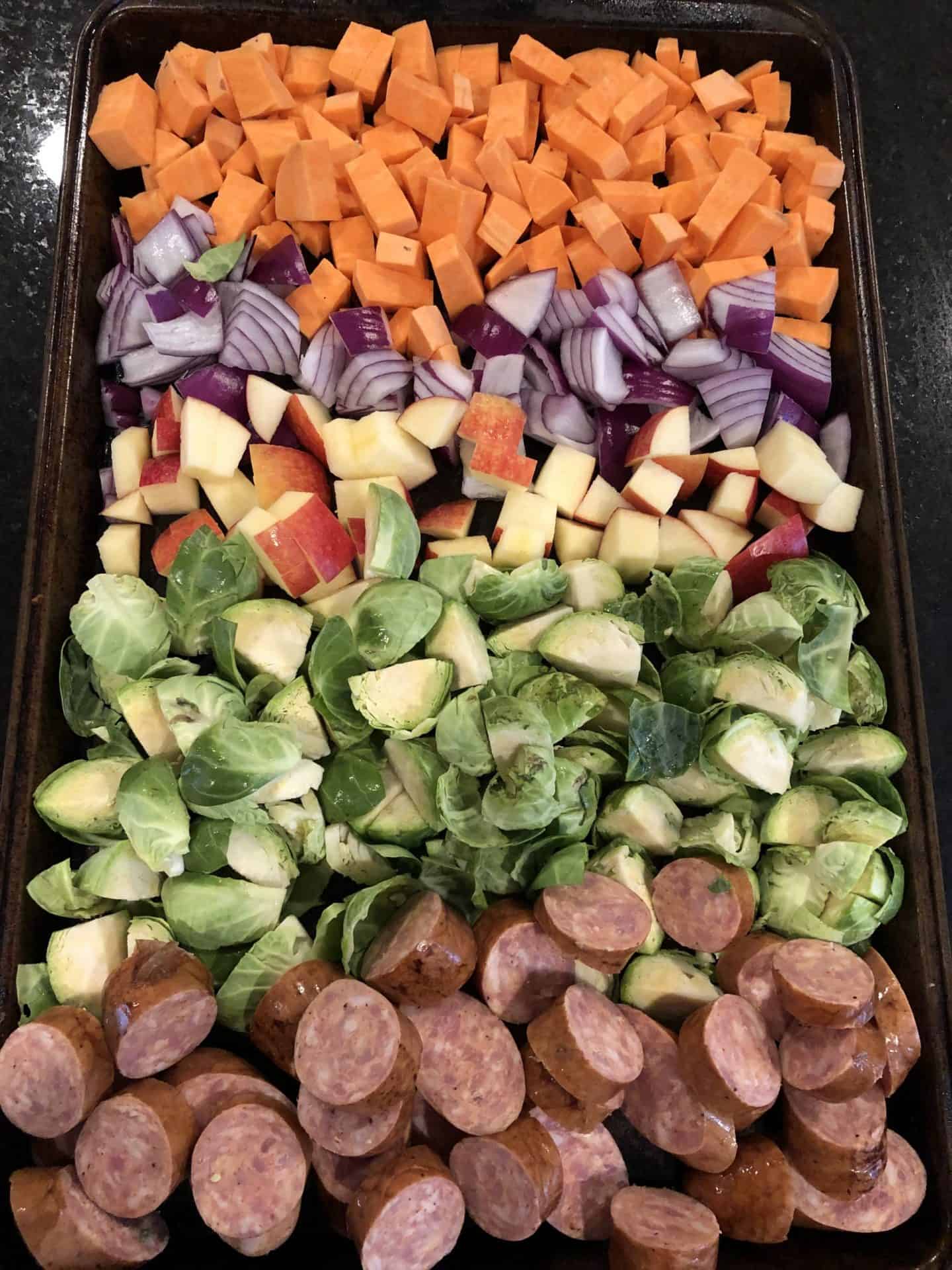 Rainbow Veggie Sheet Pan Dinner #fallrecipes #easydinners #onepandinners
