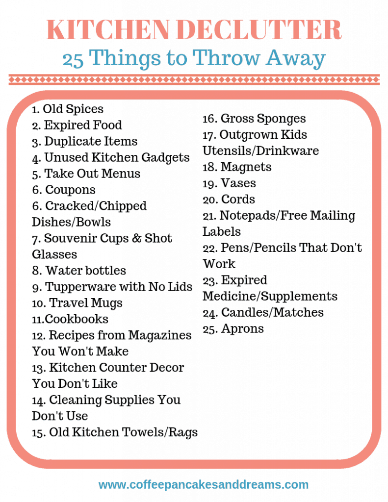 Kitchen Declutter Checklist #organization #cleaning #printable