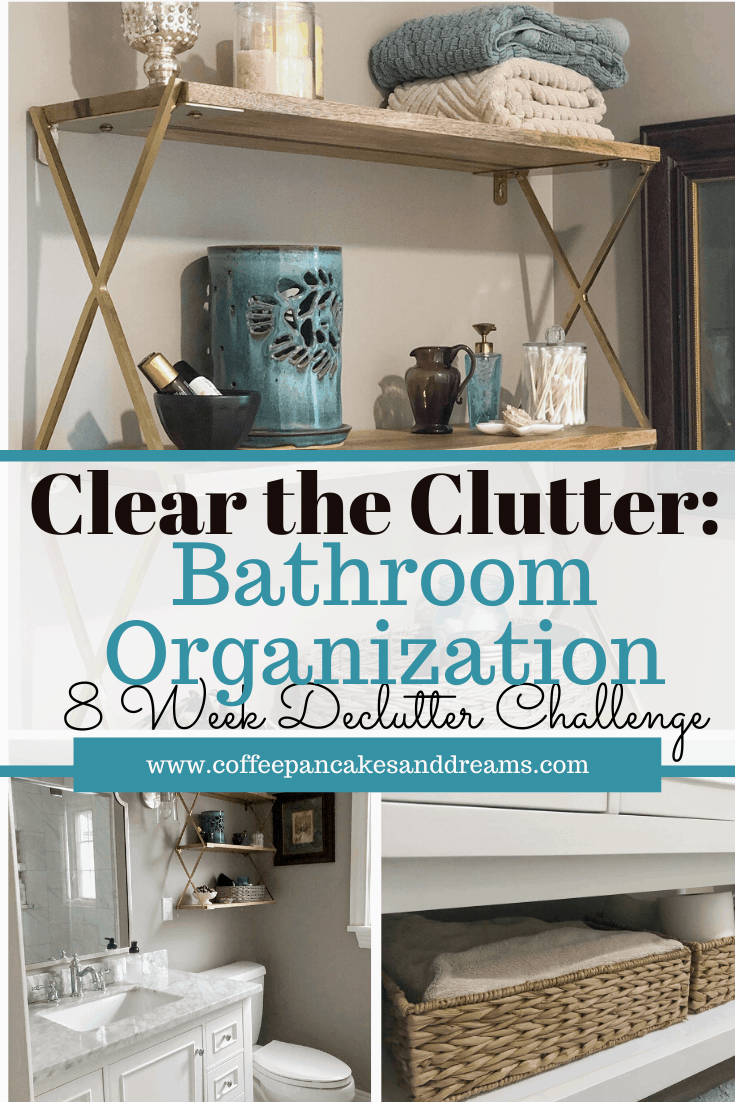 Small Bathroom Organization Tips #declutterchallenge #organization #smallmasterbathroom #shelving