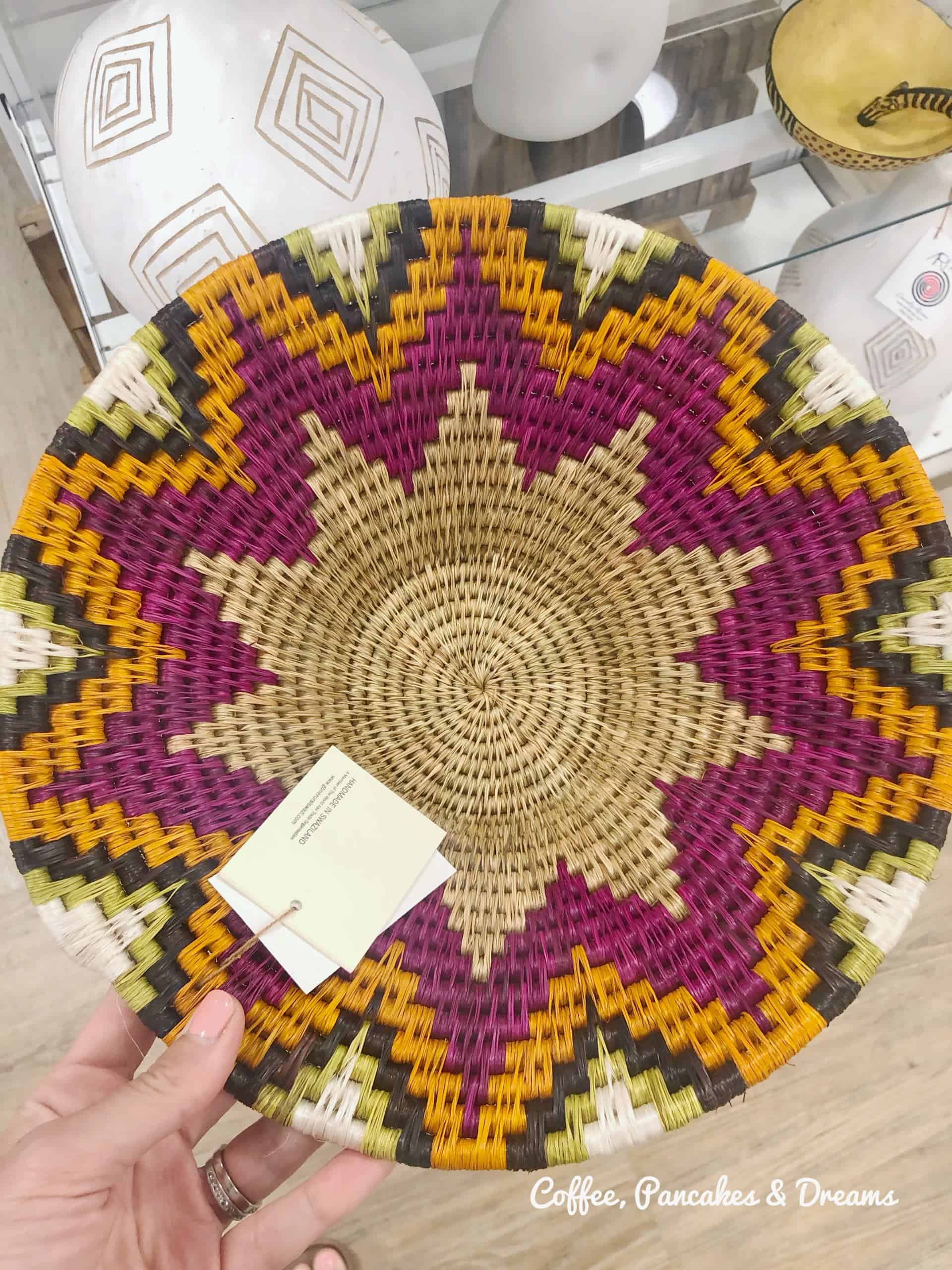 Colorful handmade basket from Rwanda