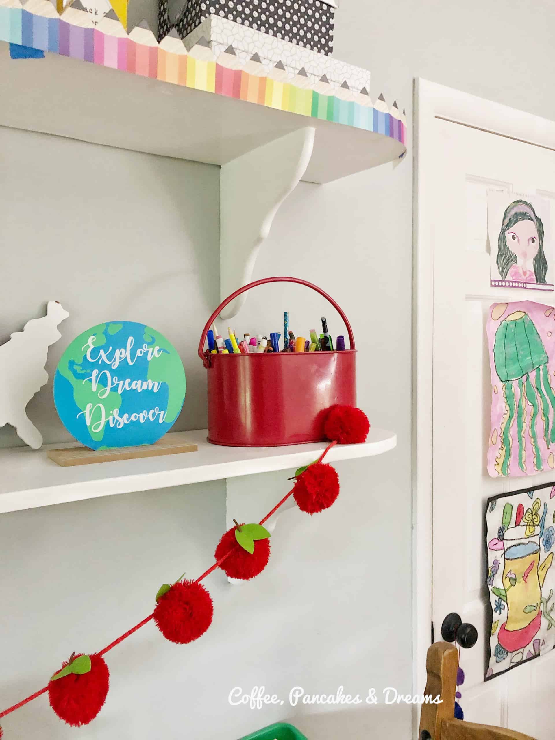 how to decorate a homeschool room on a budget #learnathome #decorideas #diy