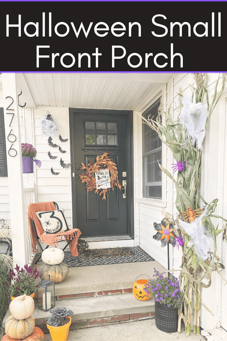 Small Front Porch Halloween Decorations #wreath #dollartree #farmhouse