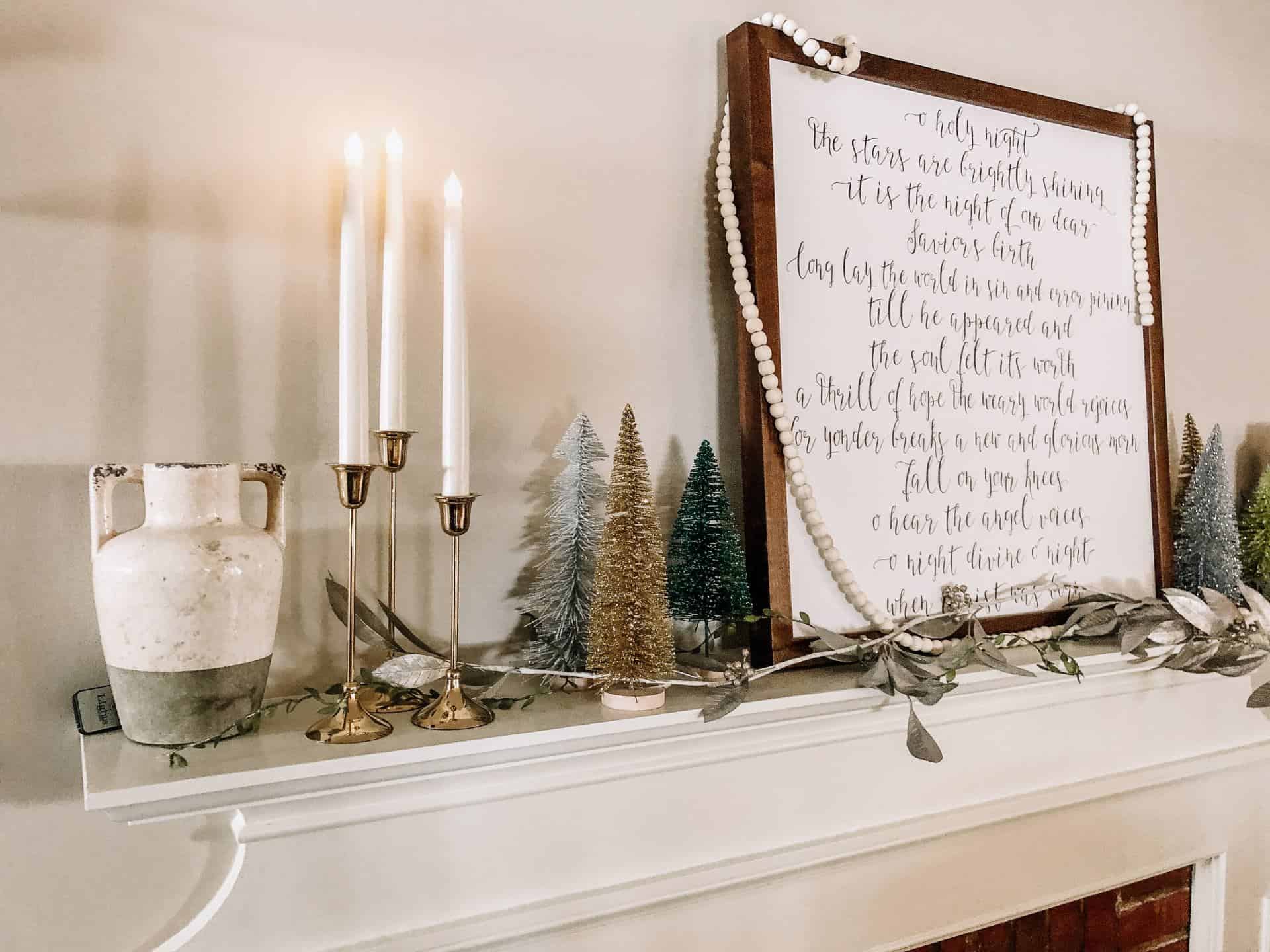 Flameless Taper Candles #christmasdecor #mantle #rusticdecor