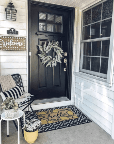black and white outdoor rug